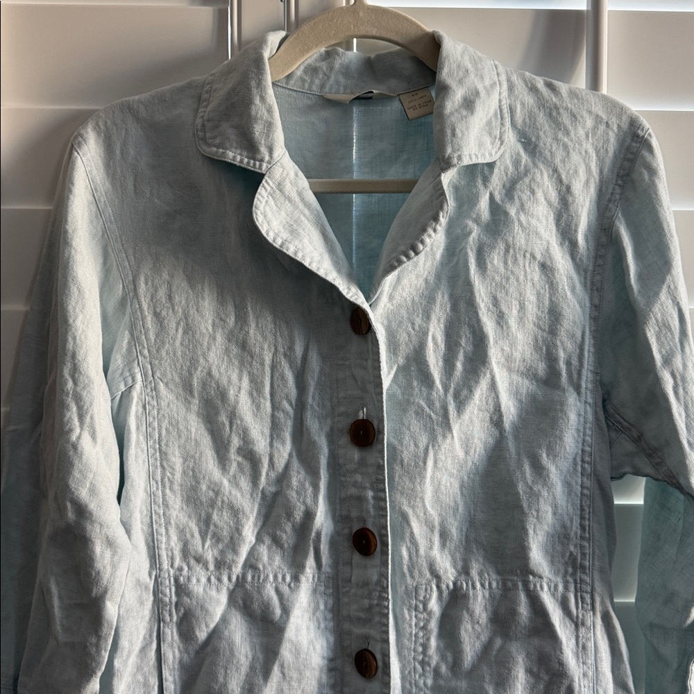J. Jill linen pale blue shirt jacket - Picture 2 of 6